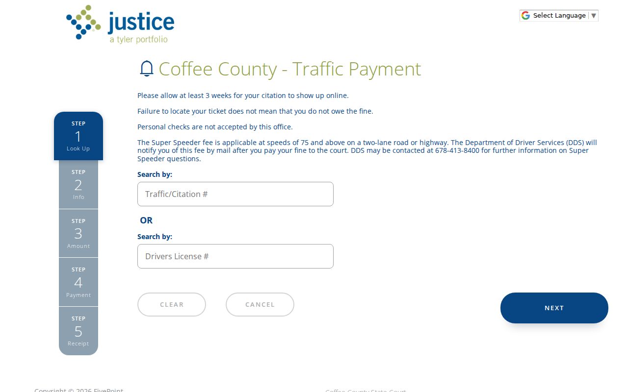 Coffee County traffic warrant citation payment portal