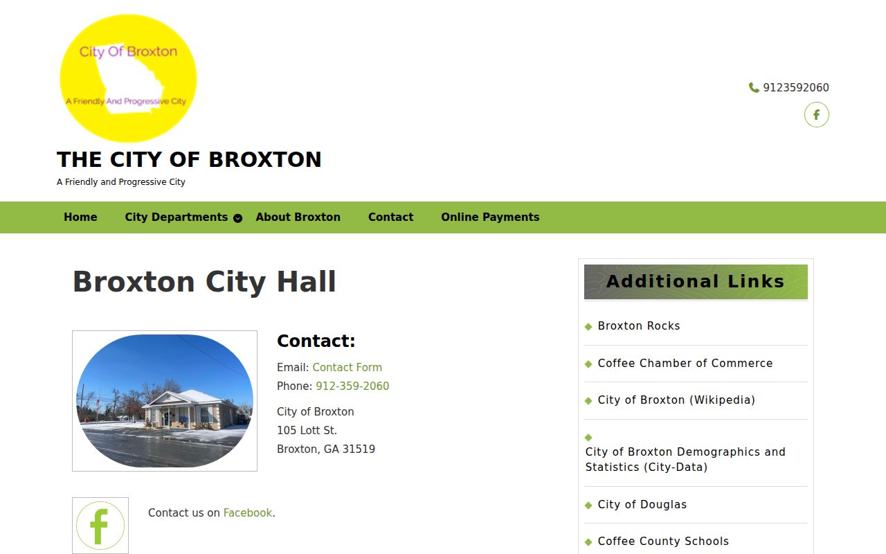 Coffee County active warrants Broxton City Hall contact