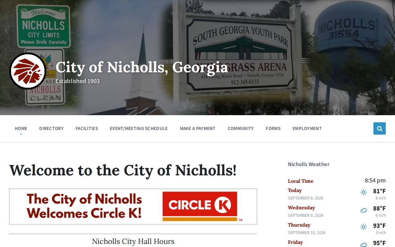 Coffee County active warrants Nicholls City Hall route