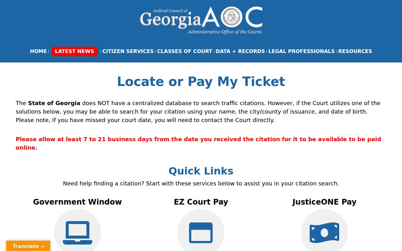 Georgia Courts notice that no centralized citation database exists