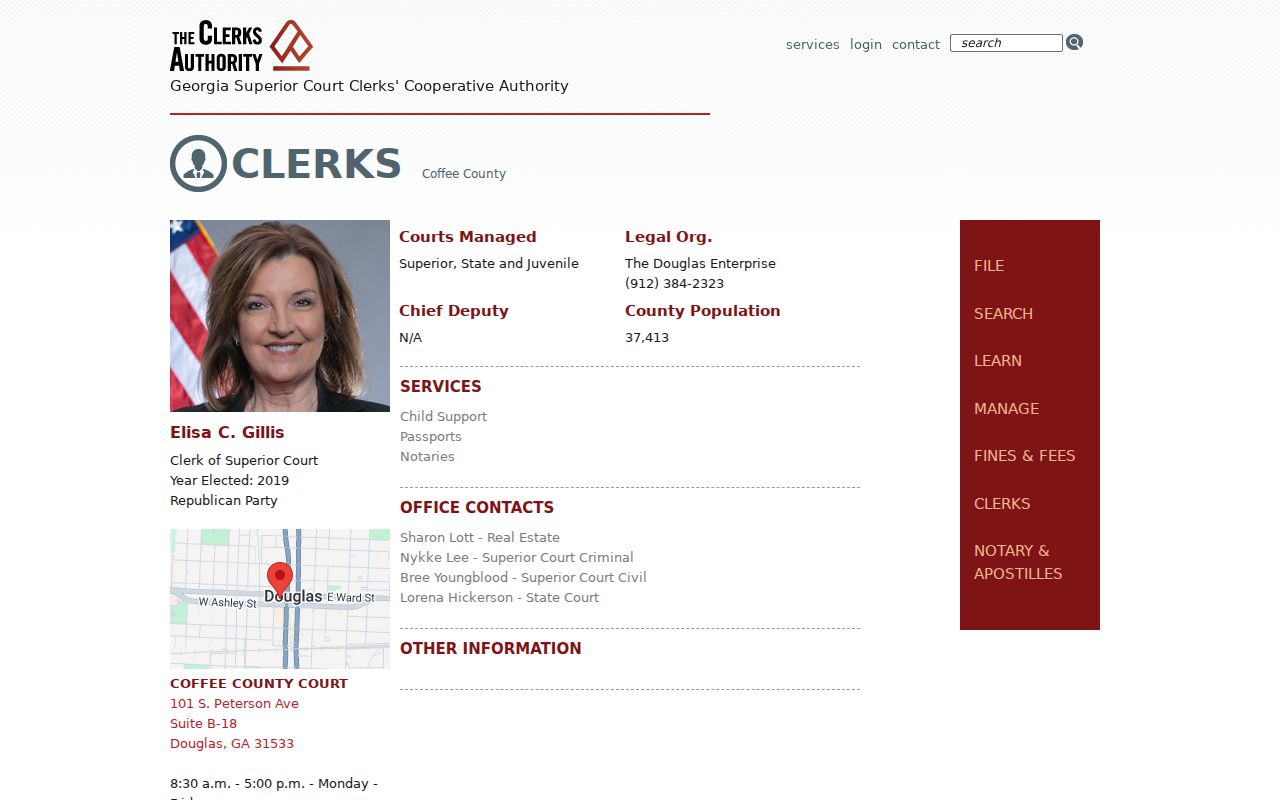 Official Coffee County Clerk of Superior Court listing