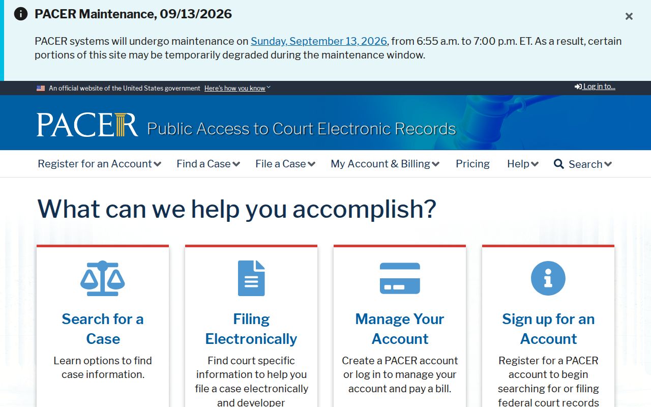 PACER federal case access compared with Coffee County most wanted program