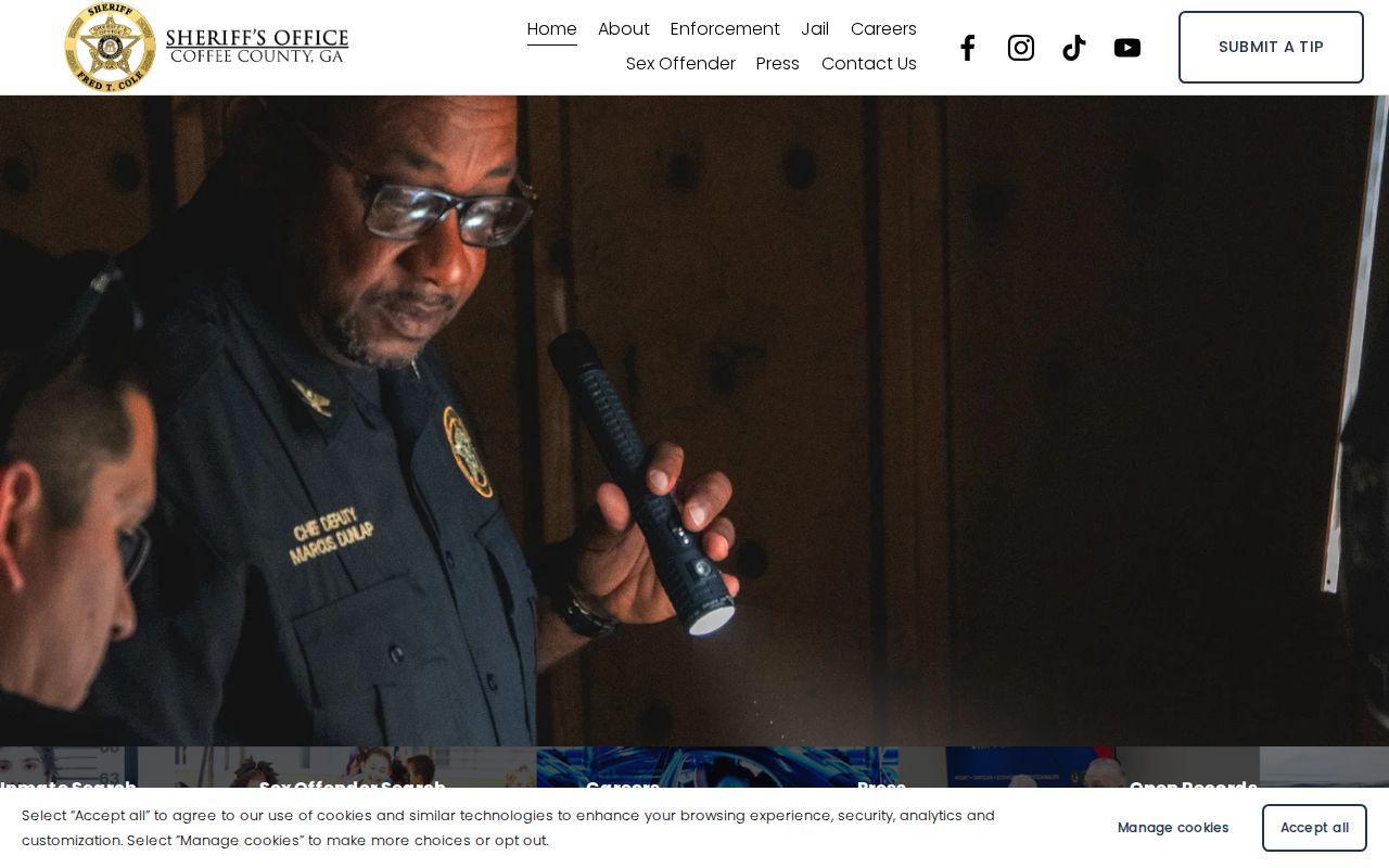 Coffee County Sheriff homepage and wanted program heading
